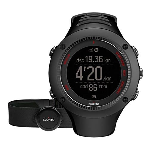 Suunto, Ambit3 Run HR, Orologio GPS, Monitoraggio Frequenza cardiaca + Fascia cardio (Taglia M), Nero