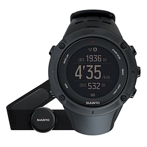 Suunto, AMBIT3 PEAK HR, Orologio GPS Unisex Multisport per l’Outdoor, Fino a 30 ore di durata della batteria, Monitoraggio Frequenza cardiaca + Fascia cardio in blu (Taglia M), Resistente all’acqua fino a 100 m, Nero, SS020674000