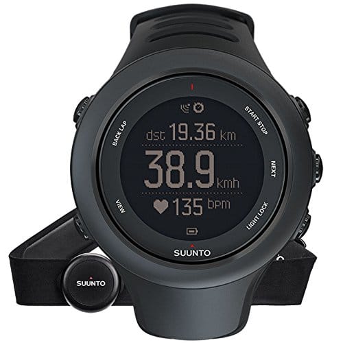 Suunto AMBIT3 SPORT HR SS020678000 Orologio GPS Unisex Multisport Fino a 15 Ore di Durata della Batteria, Monitoraggio Frequenza Cardiaca + Fascia Cardio (Taglia M), Resistente all’Acqua fino a 50 m, Nero