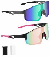 FAOKZE 2 occhiali polarizzati da ciclismo, antivento, da ciclista, da uomo, da donna, protezione UV400, per ciclismo, motociclismo, corsa, sci, baseball, alpinismo, pesca, ecc.