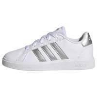 adidas Grand Court Lifestyle Tennis Lace-up Shoes, Sneaker Unisex - Bambini e ragazzi, Ftwr White Matte Silver Matte Silver, 38 EU