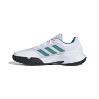 adidas Gamecourt 2.0 Tennis Shoes, Scarpe da Tennis Uomo, Ftwr White Pure Teal Core Black, 43 1/3 EU