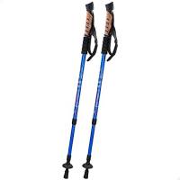 Aktive 52820 – Confezione da 2 bastoni da passeggio telescopico, bastone da trekking in alluminio, manico imbottito, estensibile da 67 a 135 cm, colore casuale blu o nero