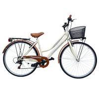 MADICKS Bicicletta Donna da Passeggio Olanda Misura 28 Bici da città Vintage retrò con Cestino Beige Con Cambio