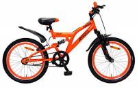 Amigo Racer - Mountain bike 20 pollici - Per uomini e donne da 120 cm - Con freno a mano e Cavalletti per bicicletta - Arancione