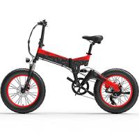 Bezior Bici Elettrica Pieghevole XF200 da 20 Pollici Mountain Bike Elettrica per Adulti 48 V 15 Ah, Shimano 7 Velocità Blu,Rosso