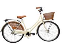 Cicli Tessari - bicicletta donna da città bici da passeggio classica stile retro' vintage olandese 26 colore panna cesto anteriore