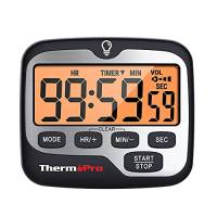ThermoPro TM01 Timer da Cucina Digitale con Conto alla Rovescia e Cronometro Timer Orologio Magnetico con Sveglia ad Alto Volume Regolabile e Ampio Display LCD Retroilluminato