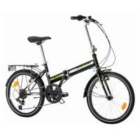 Multibrand Distribution PROBIKE pieghevole 20 pollici, bicicletta pieghevole Shimano a 6 marce, bicicletta da uomo e ragazzo, parafanghi, adatto a partire da 155 cm - 185 cm (nero verde lucido)