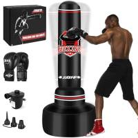 Sacco da boxe con supporto per adulti 180 cm - pesante con guantoni e pompa ad aria elettrica, per allenamento MMA Muay Thai Fitness Principianti
