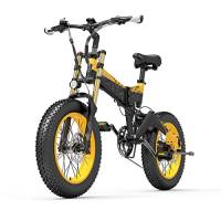 X3000plus-UP Bicicletta elettrica pieghevole per uomo e donna, mountain bike da 20 pollici, ammortizzatori pneumatici forcella anteriore (Yellow, 14.5Ah)