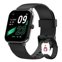 IOWODO Smartwatch Impermeabile IP68 con Ossimetro (SpO2) Contapassi Frequenza Cardiaca Calorie Sonno Notifica Messaggio, Schermo 1,69" per iOS e Android (2 Cinturini)