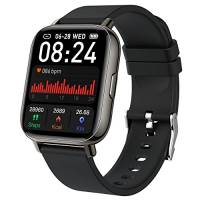 Smartwatch Uomo Donna, Smart Watch 1,69" Orologio Intelligente con Contapassi Sonno Stress Cardiofrequenzimetro, Impermeabil IP68, 24 Sportivo, Notifiche Messaggi, Fitness Tracker per Android iOS-Nero