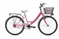 Bicicletta Bambina Ragazza da Passeggio Misura 24 Bici con Cestino Floreale Rosa Bianca