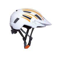 Urban Prime Energy Helmet, Casco Protettivo con Luci e Visiera per Bici, e-Bike e Monopattino Elettrico Unisex Adulto, Bianco e Arancione, M