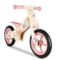 Beeloom - Bicicletta di legno senza pedali, SPRING BIKE, cavalcabile rosa per l'equilibrio e l'apprendimento, design unisex con sellino regolabile, da 2 anni in su