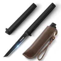 Coltello pieghevole Omesio Tanto, coltello tascabile pieghevole sottile in nero atti di coltelli da caccia o da pesca