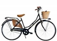 MADICKS Bicicletta Donna da Passeggio Olanda Nera Misura 26 Bici da città Vintage retrò con Cestino in vimini