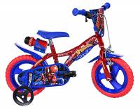 Dino Bikes Bicicletta Spiderman bambini di 3 ai 5 anni. Gamma di altezza del bambino 87 - 120 cm, Rosso/Blu