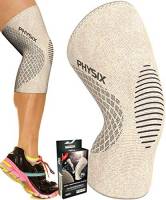 Physix Gear Sport Ginocchiera ortopedica a compressione - Fascia ginocchio sportiva da uomo e donna per calcio, basket - Tutore ginocchio per rotula e menisco - Una, Biege XL