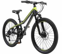 BIKESTAR MTB Mountain Bike Alluminio per Bambini 10-13 Anni | Bicicletta 24 Pollici 21 velocità Shimano, Hardtail, Freni a Disco, sospensioni | Antracite e Verde