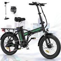 HITWAY Bicicletta Elettrica Pieghevole 20'' 3.0 Fat Tire Bici Elettrica Adulto E-Bike con Li-Batteria 36V 11.2AH,Max velocità 25 km/h,35-90 km, Nero+verde-EU