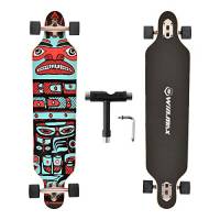 Longboard Skateboard Cruiser 7 strati in legno d'acero con cuscinetti ABEC-11 e strumenti a T (Haida)