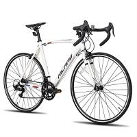 Hiland - Bicicletta da corsa 700c, 14 marce, cambio 55/60 cm, telaio in alluminio, per uomo e donna, colore: bianco