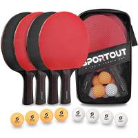 Set con 4 Pagaia da Ping Pong e 8 Palline Professionale Tennis da Tavolo Racket