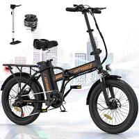 HITWAY Bicicletta Elettrica Pieghevole 20” 3.0 Fat Tire Bici Elettrica Adulto E-Bike con Li-Batteria 36V 11.2AH,Max velocità 25 km/h,35-90 km