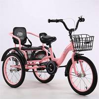 XiYou Biciclette a 3 Ruote Biciclette da Crociera per Bambini a Due posti per 2-12 Anni 6 Bici a Tre Ruote da 18 Pollici con Cintura di Sicurezza (16 Pollici, Blu)